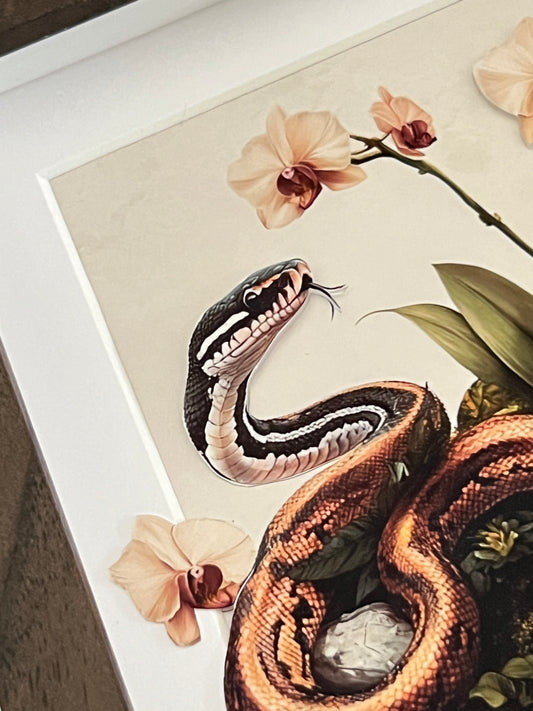 Framed Hand-Cut & Layered Korean Traditional Art Style Print wall art – Orchid Pact— A Korean Folklore Fragment