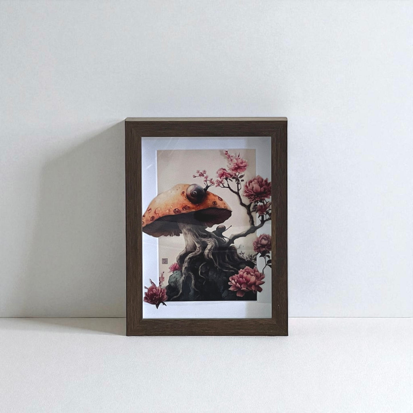 Framed Hand-Cut & Layered Korean Traditional Art Style Print wall art â Raindrop steps