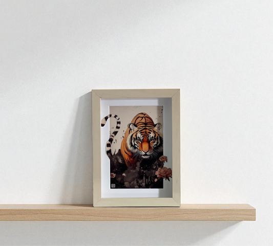 Framed Hand-Cut & Layered Korean Traditional Art Style Print wall art – The tiger and the Bamboo Grove