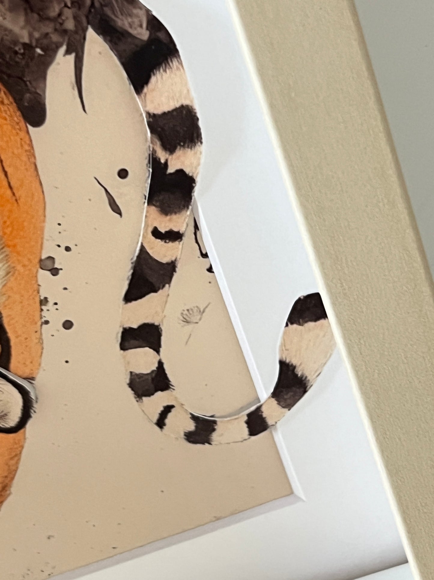 Framed Hand-Cut & Layered Korean Traditional Art Style Print wall art – The tiger and the Bamboo Grove